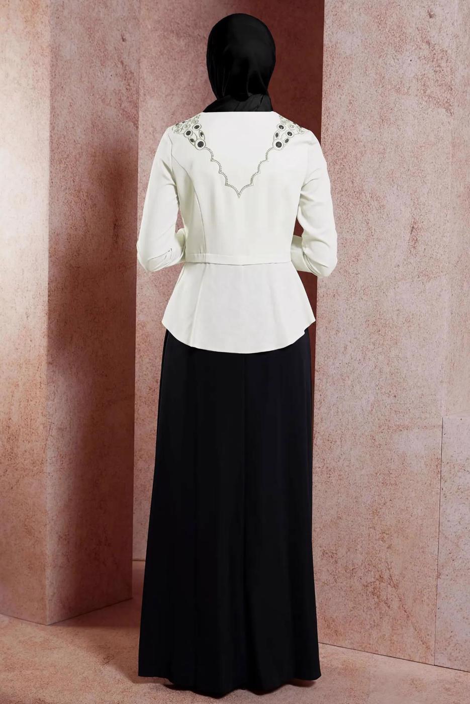 Tesettür giyim SİYAH ALVİNA TAŞ DETAYLI ABİYE ELBİSE T 5944