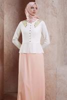 Tesettür giyim PEMBE ALVİNA TAŞ DETAYLI ABİYE ELBİSE T 5944