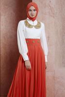 Tesettür giyim MERCAN ALVİNA ŞİFON ABİYE ELBİSE T 5950