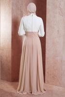 Tesettür giyim PUDRA ALVİNA ŞİFON ABİYE ELBİSE T 5950