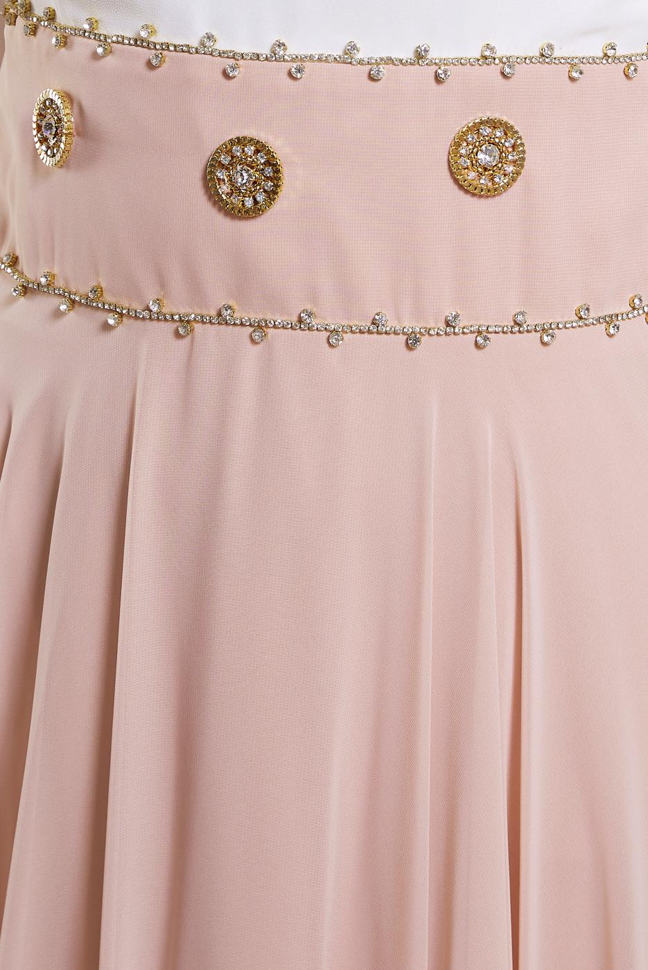 Tesettür giyim PUDRA ALVİNA ŞİFON ABİYE ELBİSE T 5950