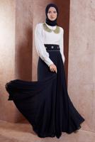 Tesettür giyim LACİVERT ALVİNA ŞİFON ABİYE ELBİSE T 5950