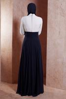 Tesettür giyim LACİVERT ALVİNA ŞİFON ABİYE ELBİSE T 5950