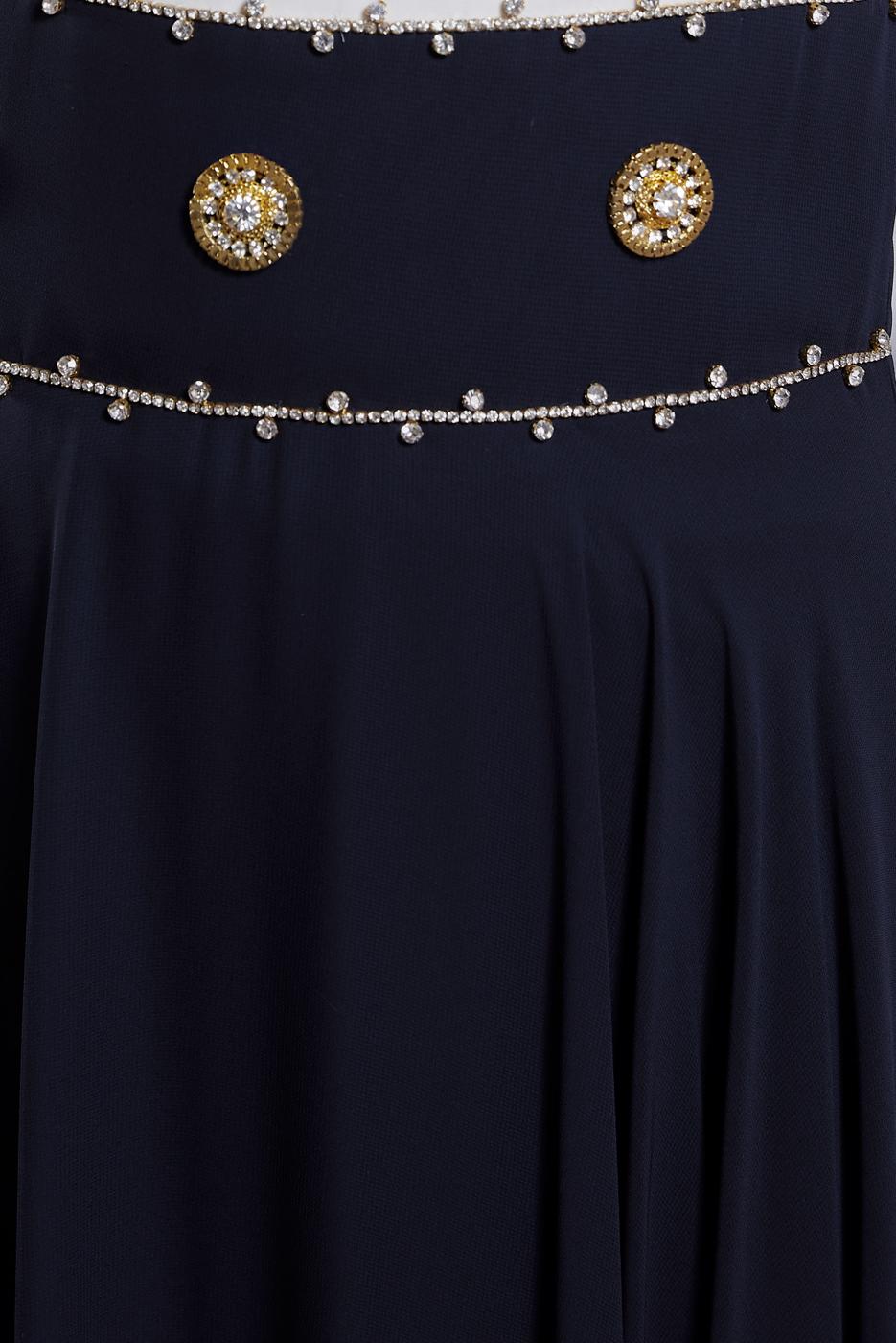 Tesettür giyim LACİVERT ALVİNA ŞİFON ABİYE ELBİSE T 5950