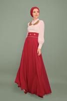 Tesettür giyim BORDO ALVİNA ŞİFON ABİYE ELBİSE T 5950