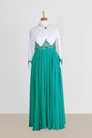 Tesettür giyim MAVİ ALVİNA TAŞ DETAYLI GÜPÜRLÜ ŞİFON ABİYE 5952 