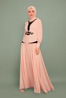 Tesettür giyim PUDRA NAKIŞ İŞLEMELİ BONCUKLU ABİYE T 5957