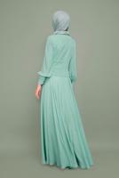 Tesettür giyim YEŞİL NAKIŞ İŞLEMELİ BONCUKLU ABİYE T 5957