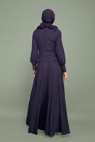 Tesettür giyim LACİVERT NAKIŞ İŞLEMELİ BONCUKLU ABİYE T 5957