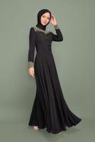 Tesettür giyim SİYAH YALDIZ DETAYLI ABİYE ELBİSE T 5967