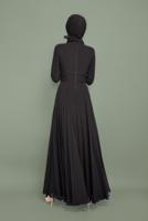 Tesettür giyim SİYAH YALDIZ DETAYLI ABİYE ELBİSE T 5967