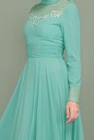 Tesettür giyim YEŞİL YALDIZ DETAYLI ABİYE ELBİSE T 5967