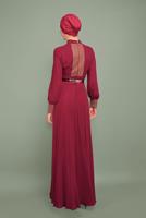 Tesettür giyim BORDO YALDIZLI ŞİFON ABİYE T 5969 