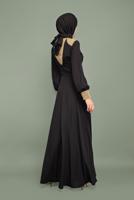 Tesettür giyim SİYAH YALDIZLI HAKİM YAKA ABİYE T 5970 