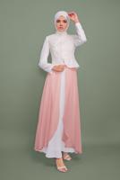 Tesettür giyim KREM T 5971 ALVİNA DANTEL DES.20 2 Lİ ETK.ABİYE 38/46