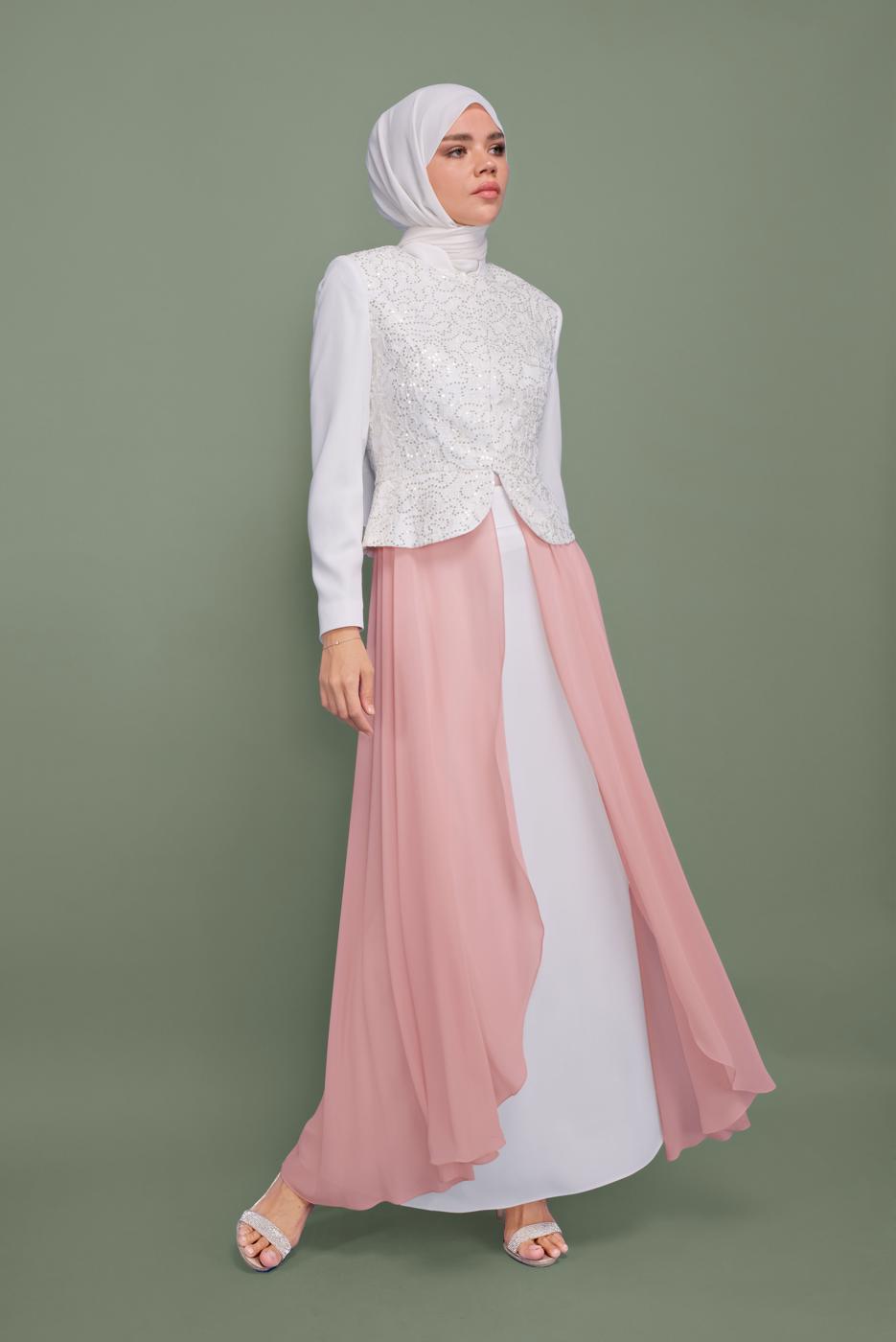 Tesettür giyim KREM T 5971 ALVİNA DANTEL DES.20 2 Lİ ETK.ABİYE 38/46