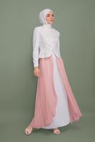 Tesettür giyim KREM T 5971 ALVİNA DANTEL DES.20 2 Lİ ETK.ABİYE 38/46