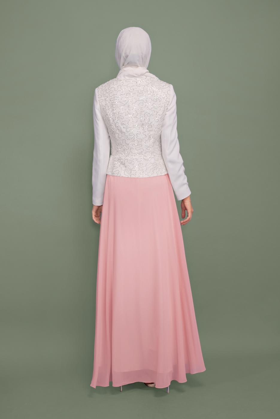 Tesettür giyim KREM T 5971 ALVİNA DANTEL DES.20 2 Lİ ETK.ABİYE 38/46