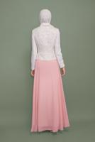 Tesettür giyim KREM T 5971 ALVİNA DANTEL DES.20 2 Lİ ETK.ABİYE 38/46