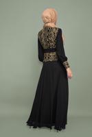 Tesettür giyim SİYAH NAKIŞ İŞLEMELİ ABİYE T 5972 