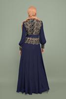 Tesettür giyim LACİVERT NAKIŞ İŞLEMELİ ABİYE T 5972 