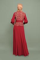 Tesettür giyim BORDO NAKIŞ İŞLEMELİ ABİYE T 5972 
