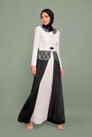 Tesettür giyim SİYAH DANTELLİ TÜLLÜ ABİYE 5980