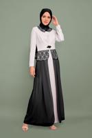 Tesettür giyim SİYAH DANTELLİ TÜLLÜ ABİYE 5980