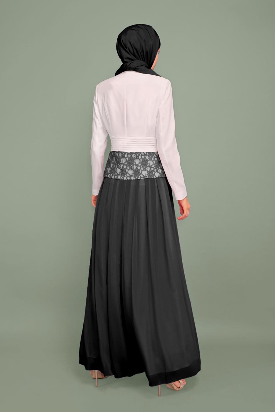 Tesettür giyim SİYAH DANTELLİ TÜLLÜ ABİYE 5980