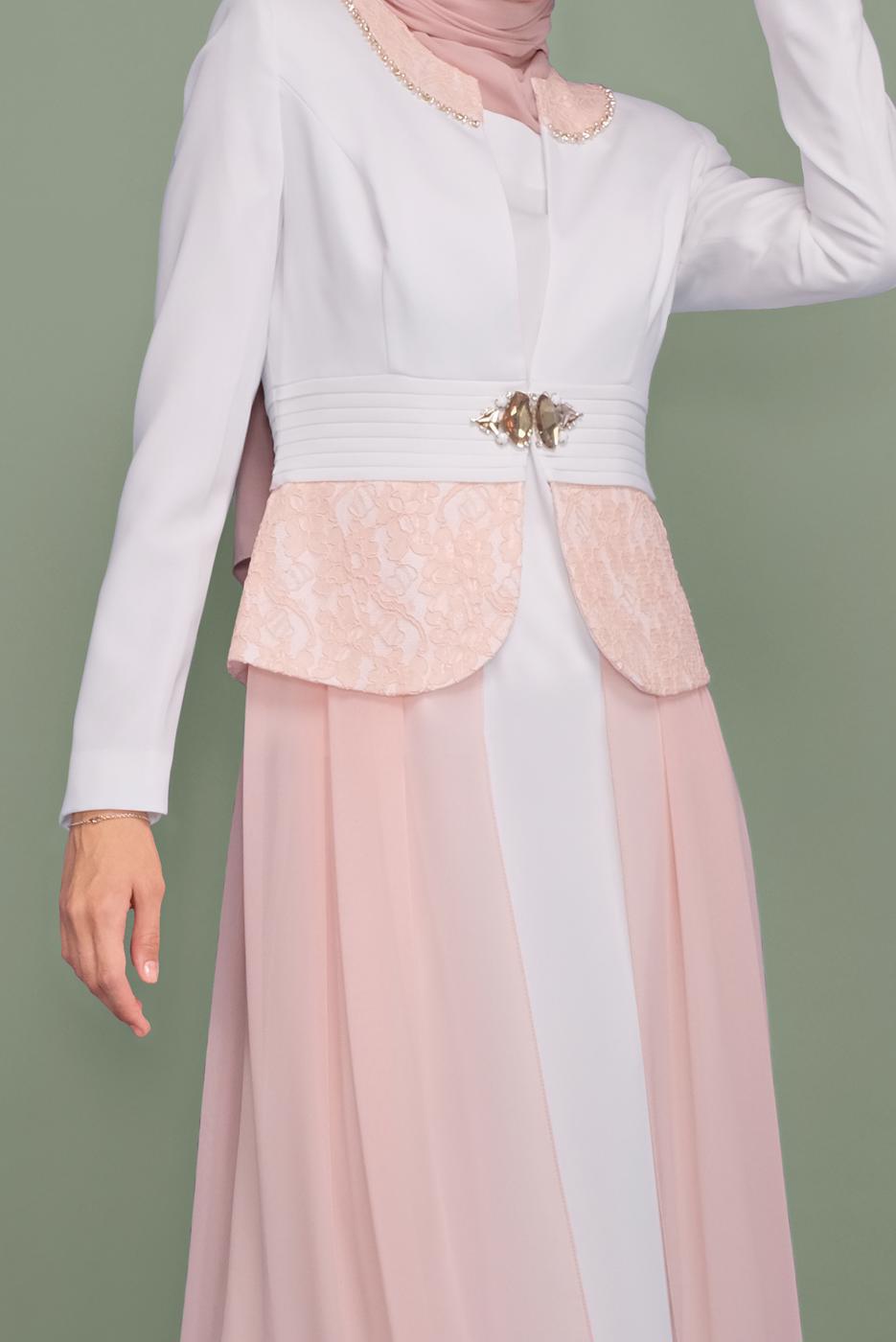 Vêtements hijab POUDRE ROBE DE SOIRÉE DENTELLE TULLE 5980