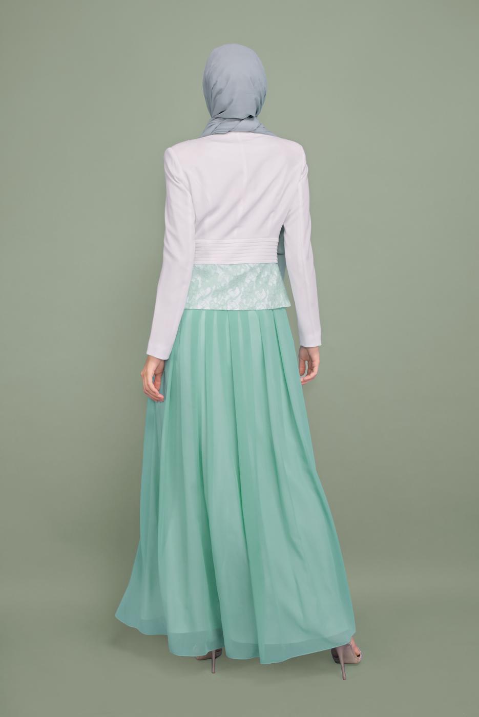 Vêtements hijab VERT ROBE DE SOIRÉE DENTELLE TULLE 5980