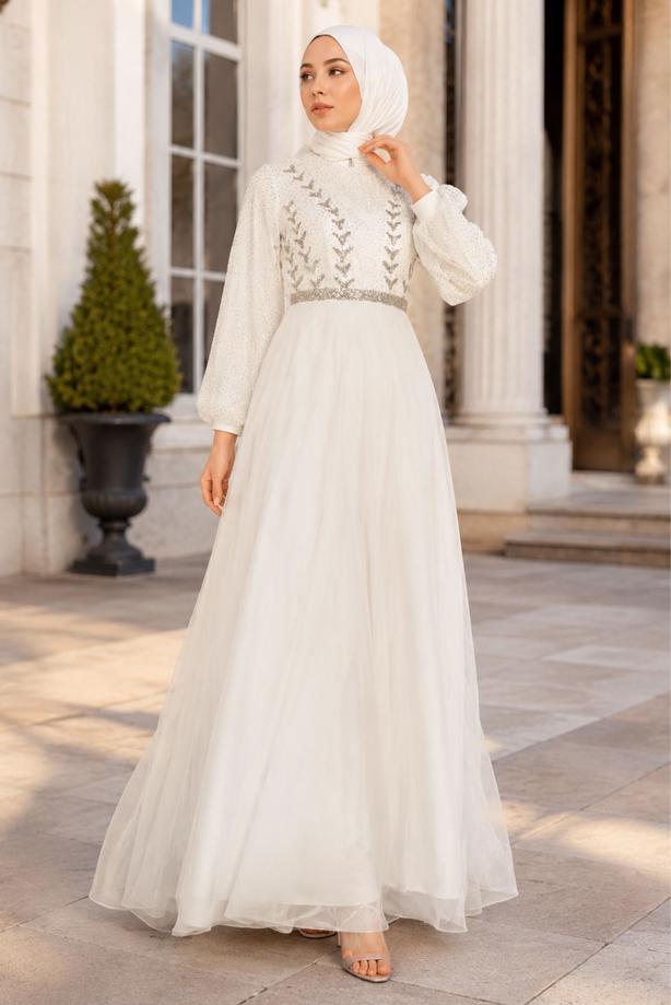 Hijab-Kleidung  TÜLL ABENDKLEID T 72110 - TRENDTESETTÜR