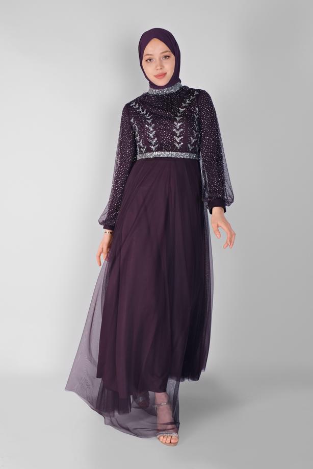 Vêtements hijab  TULLE EVENING DRESS 72110 - TRENDTESETTÜR