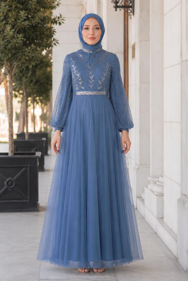 Hijab-Kleidung  TÜLL ABENDKLEID T 72110 - TRENDTESETTÜR