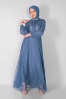 Vêtements hijab BLEU MARINE ROBE DE SOIRÉE EN TULLE  72110 