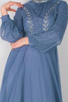 Hijab clothing NAVY BLUE TULLE EVENING DRESS 72110