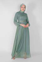 Hijab clothing GREEN TULLE EVENING DRESS 72110