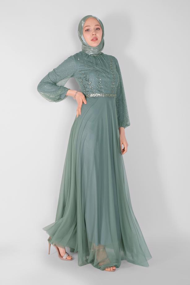 Vêtements hijab  TULLE EVENING DRESS 72110 - TRENDTESETTÜR