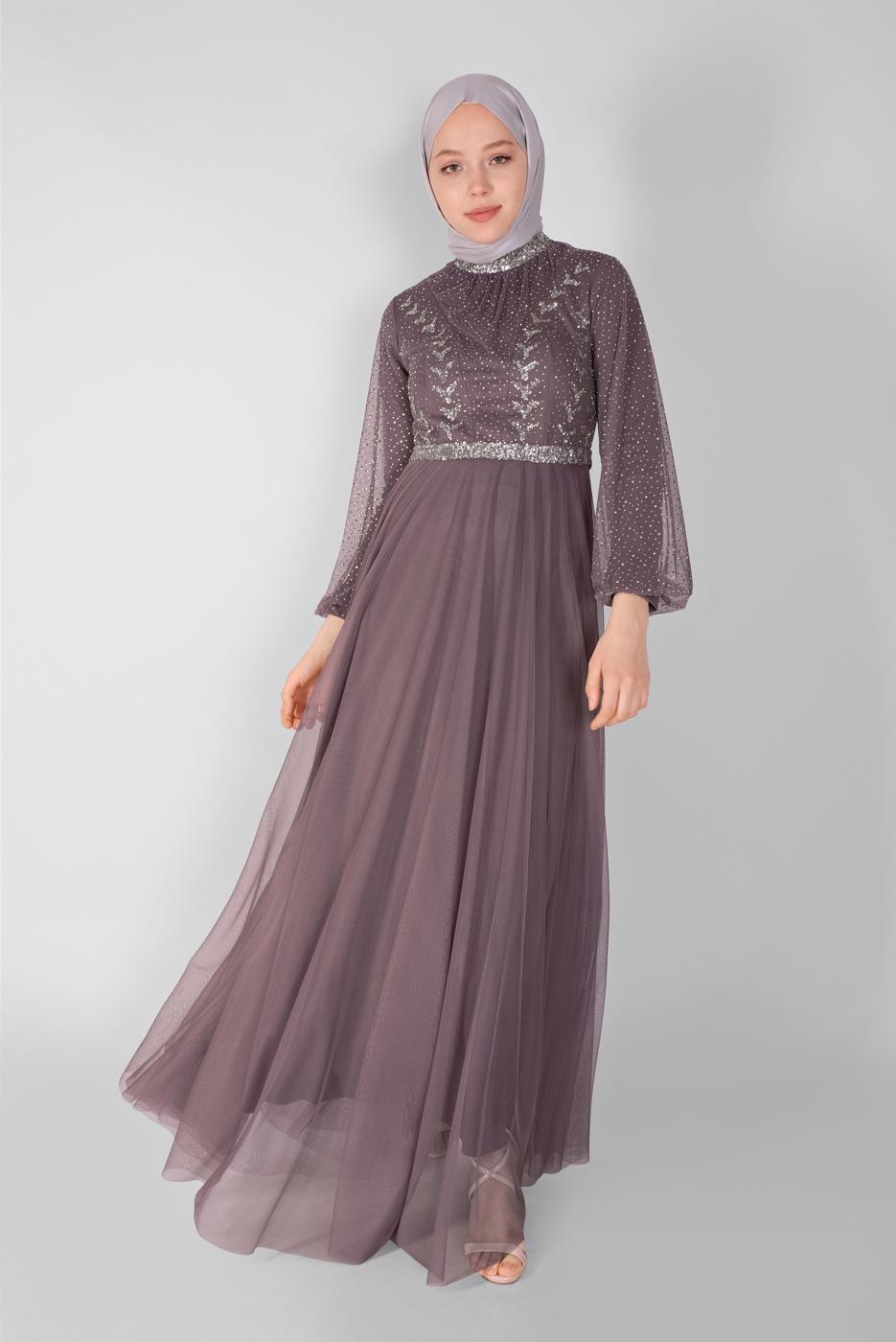 Hijab clothing PINK TULLE EVENING DRESS 72110