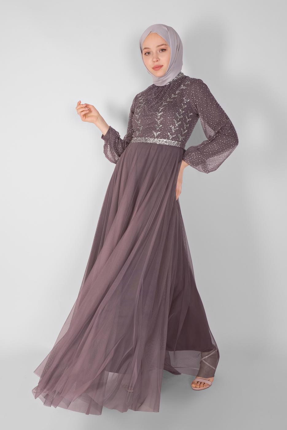 Hijab clothing PINK TULLE EVENING DRESS 72110