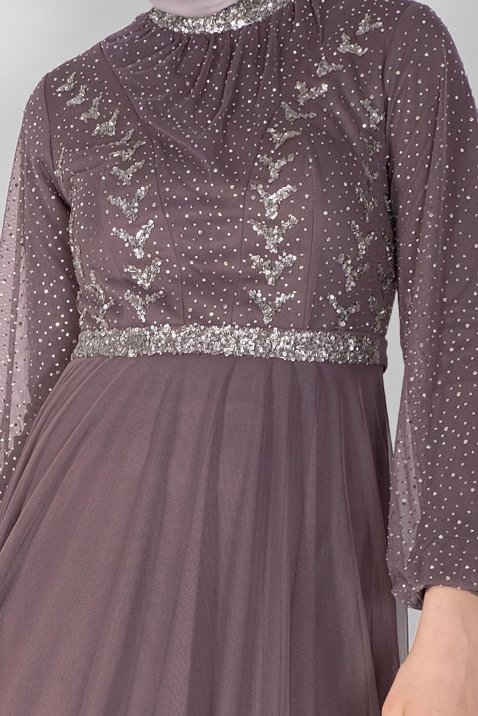 Hijab clothing PINK TULLE EVENING DRESS 72110