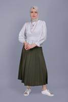 Tesettür giyim BEYAZ LASTİK DETAYLI BLUZ 052 