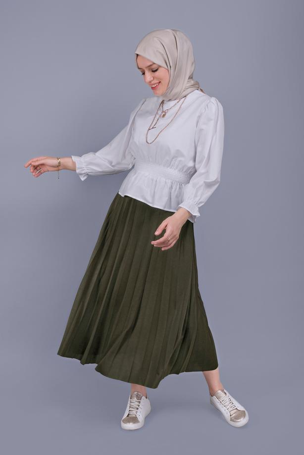 Hijab-Kleidung  LASTİK DETAYLI BLUZ 052  - TRENDTESETTÜR