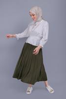 Tesettür giyim BEYAZ LASTİK DETAYLI BLUZ 052 