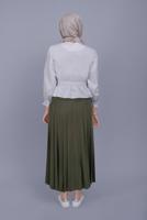 Tesettür giyim BEYAZ LASTİK DETAYLI BLUZ 052 