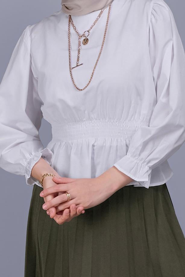 Hijab-Kleidung  LASTİK DETAYLI BLUZ 052  - TRENDTESETTÜR