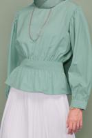 Vêtements hijab VERT CHEMISIER ÉLASTIQUE À LA TAILLE 502