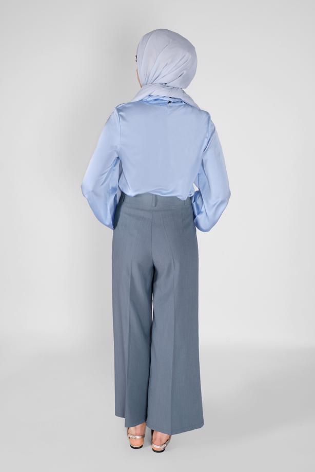 Tesettür giyim  FULAR YAKA SATEN BLUZ 1242 - TRENDTESETTÜR