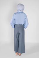 Hijab clothing BLUE SCARF DETAIL SATIN BLOUSE 1242 