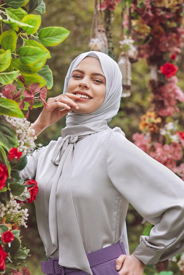 Hijab clothing  SCARF DETAIL SATIN BLOUSE 1242  - TRENDTESETTÜR